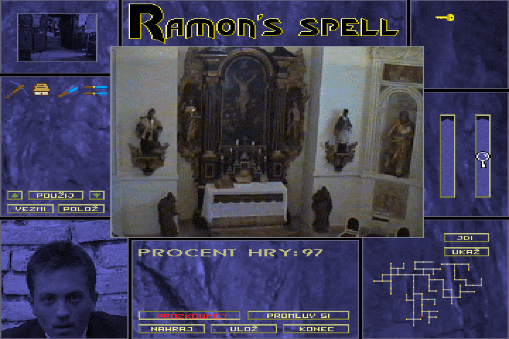 Ramonovo Kouzlo (DOS) screenshot: Looking on the altar inside the chapel