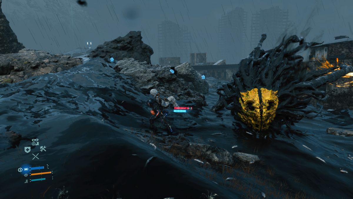 Death Stranding (PlayStation 4) screenshot: Can't move and run too fast while carrying a human cargo