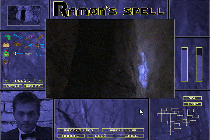 Ramonovo Kouzlo (DOS) screenshot: Found some useful items like horseshoe