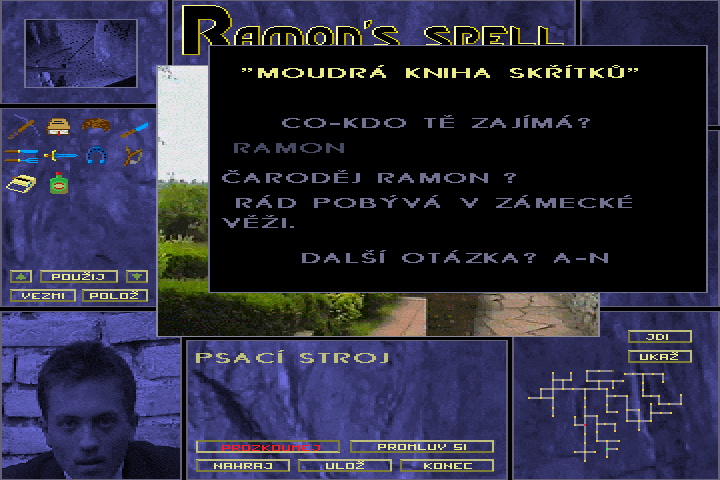 Ramonovo Kouzlo (DOS) screenshot: Examining a wise book of the elves