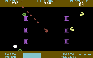 Pasta Wars: Pasta Blasta (Commodore 64) screenshot: Blast the Pasta Pinchas