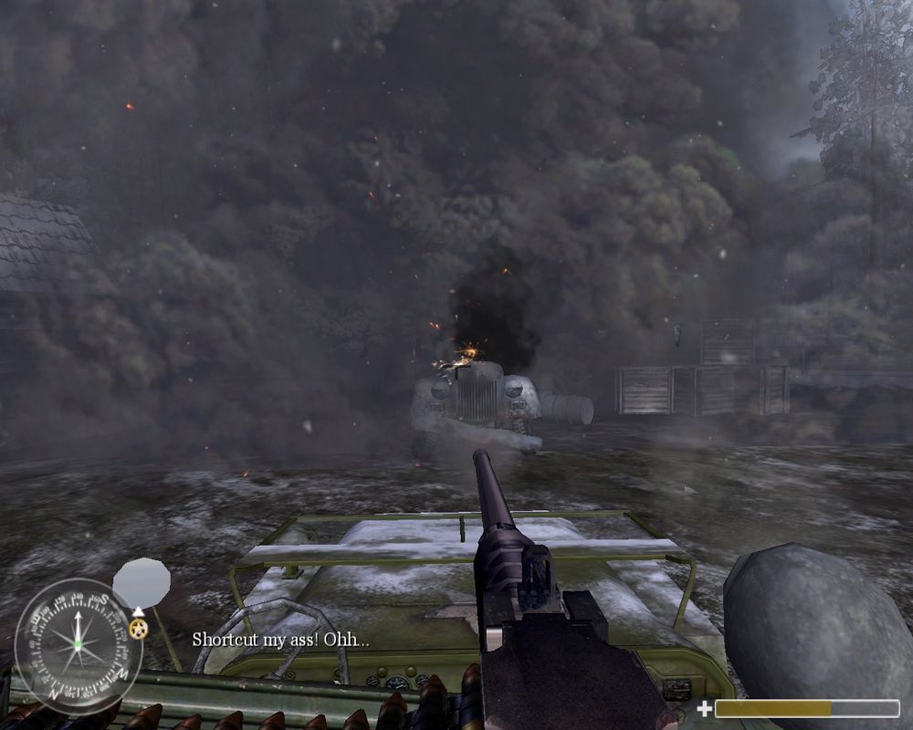 Call of Duty: United Offensive (Windows) screenshot: The way is blocked. The Americans needs to find another passage.