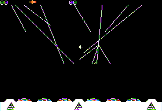 Rocket Command (Apple II) screenshot: Under Attack