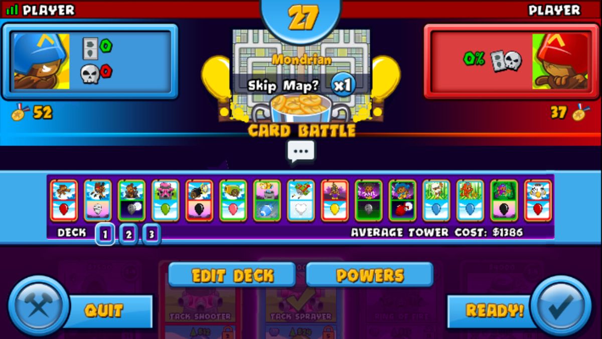 Bloons TD Battles (Windows Phone) screenshot: Lobby for Card Battles mode