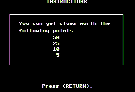 Medalist Series: States (Apple II) screenshot: Clue Scores