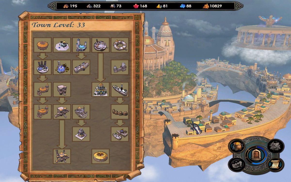 Heroes of Might and Magic V (Windows) screenshot: Town structures tree