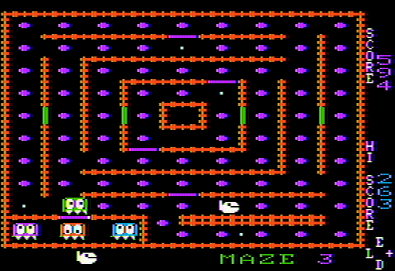 Snack Attack (Apple II) screenshot: Maze 3