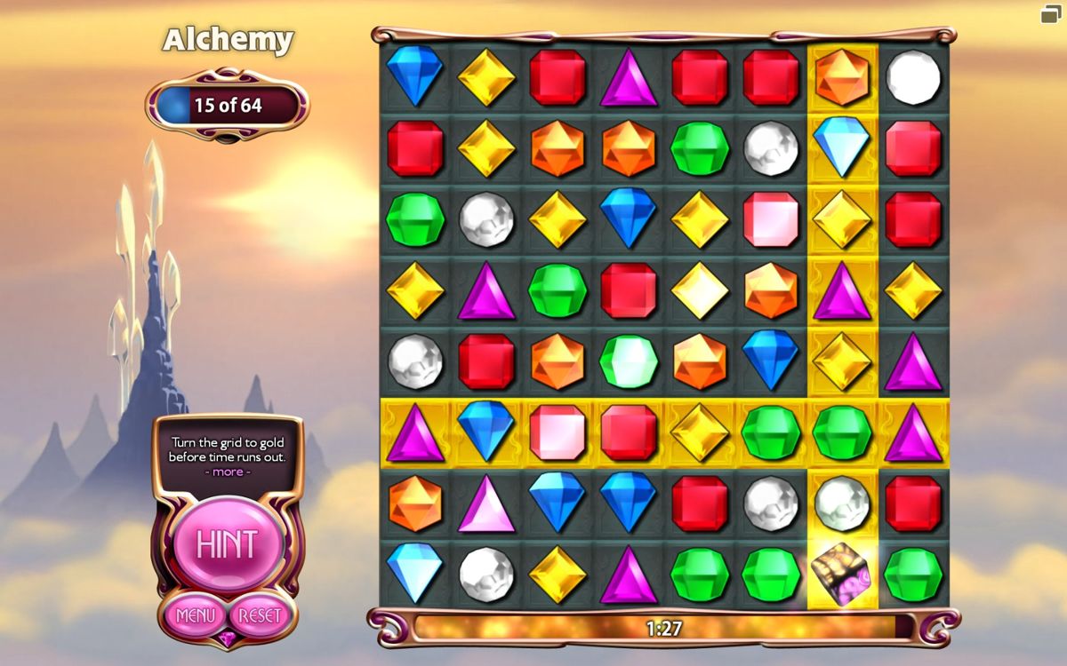 Bejeweled 3 (Windows) screenshot: Alchemy - by making matches the board turns to gold