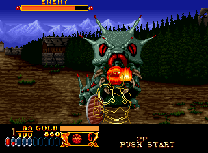 Crossed Swords (Neo Geo CD) screenshot: Watch out for that flame!