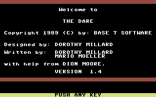 The Dare (Commodore 64) screenshot: Title Screen