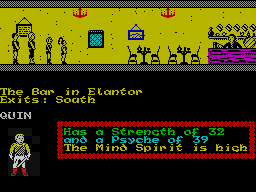 Mindstone (ZX Spectrum) screenshot: Another character's details