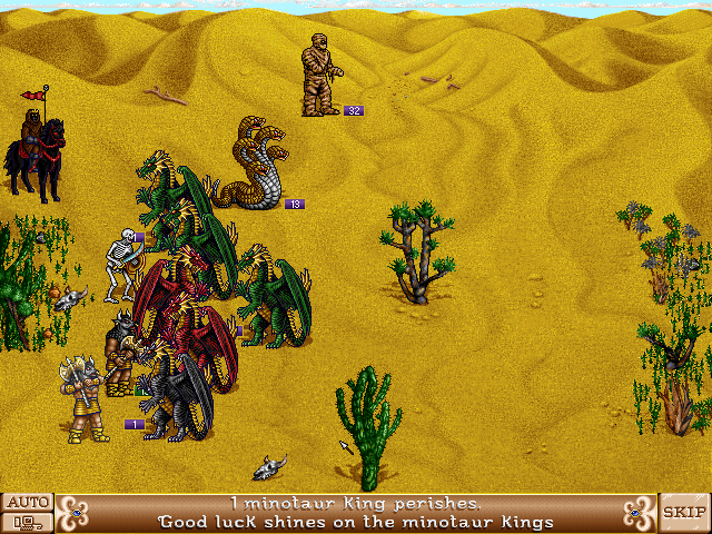 Heroes of Might and Magic II: The Succession Wars (Windows) screenshot: Encountering dragons in the desert