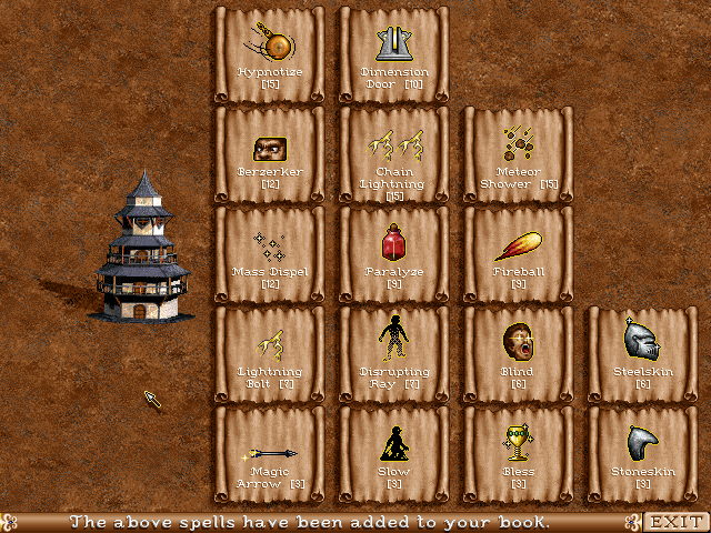 Heroes of Might and Magic II: The Succession Wars (Windows) screenshot: Spell tree