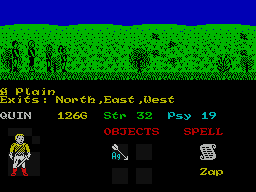Mindstone (ZX Spectrum) screenshot: I'm on a plain (ooh, ooh). I can't complain (ooh, ooh)