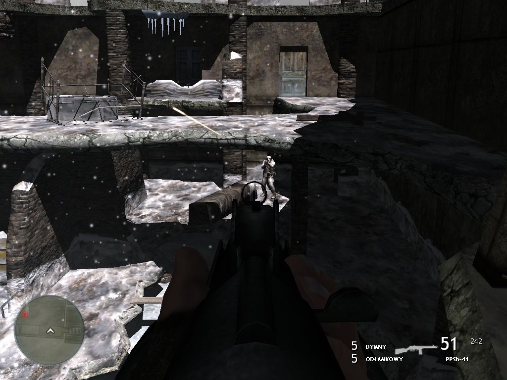 Battlestrike: Shadow of Stalingrad (Windows) screenshot: Shooting Nazi soldiers in the ruined city
