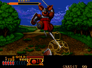 Crossed Swords (Neo Geo) screenshot: Is that a... Gremlin heading towards me?