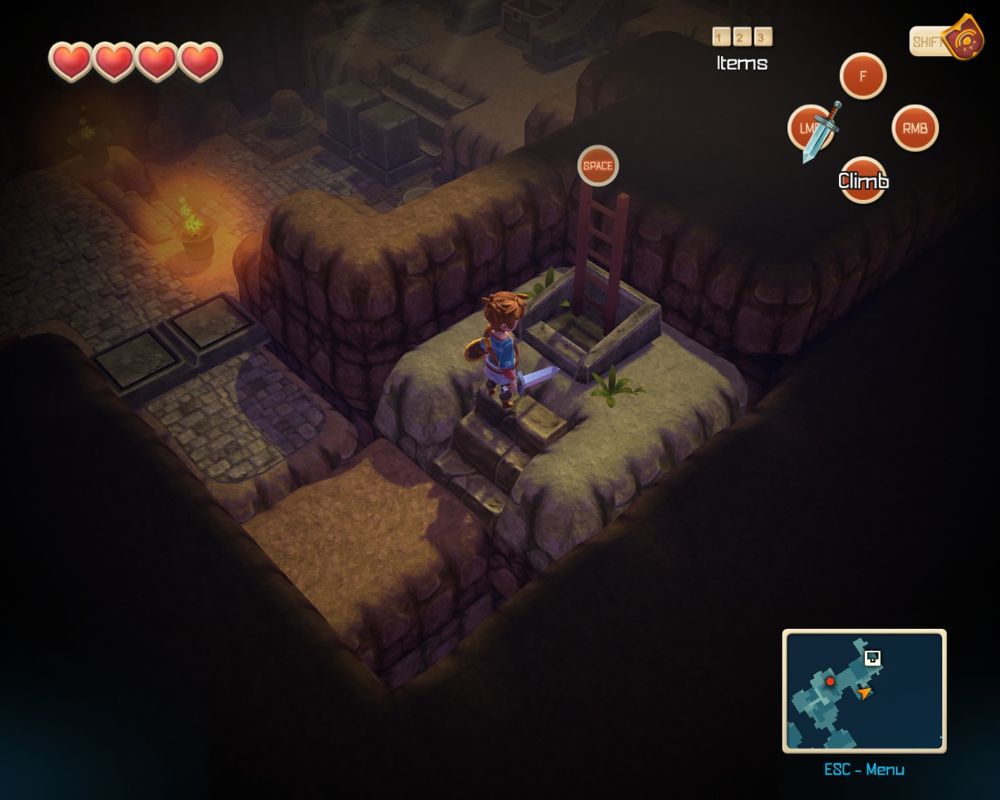 Oceanhorn: Monster of Uncharted Seas (Windows) screenshot: Now up thew ladder to get out of here