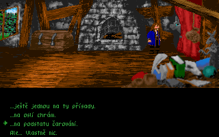 The Secret of Donkey Island (DOS) screenshot: Talking to a magician named Thruss