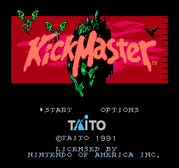 Kick Master (NES) screenshot: Title screen