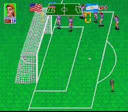 Super Soccer Champ (SNES) screenshot: Goal by penalty kick