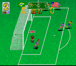 Super Soccer Champ (SNES) screenshot: What a save!