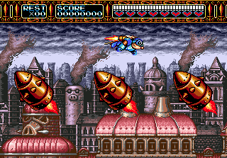Rocket Knight Adventures (Genesis) screenshot: Side-scrolling Stage