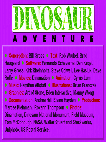 Dinosaur Adventure (Windows) screenshot: Main Title and Credits
