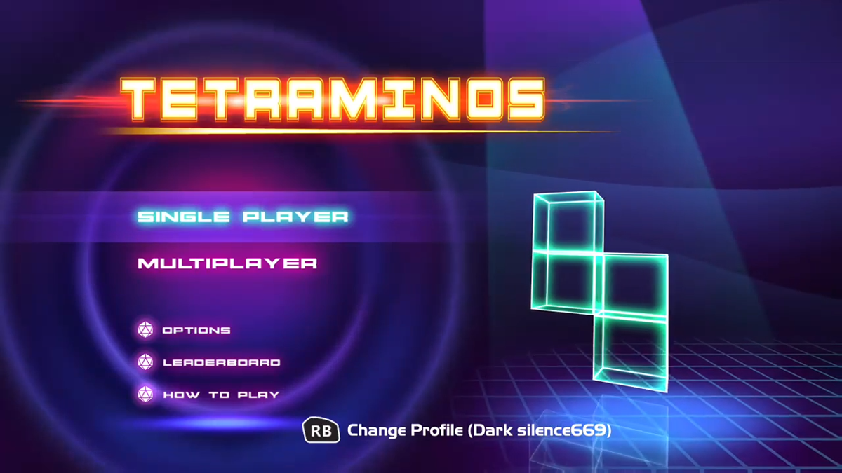 Tetraminos (Xbox One) screenshot: Main Menu