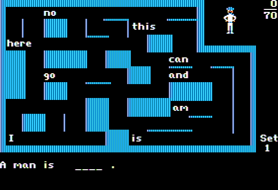 Fay's Word Rally (Apple II) screenshot: Fill in the Sentence
