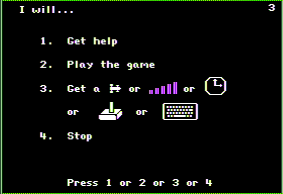 Fay's Word Rally (Apple II) screenshot: Main Menu