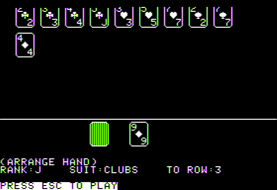 The Olde Gin Parlour (Apple II) screenshot: Arranging my Cards