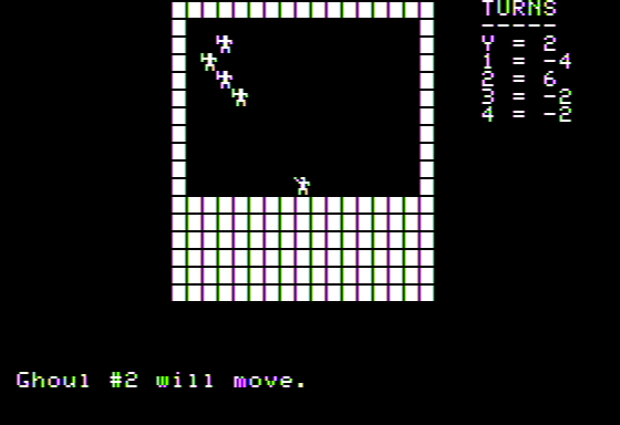 Ziggurat (Apple II) screenshot: Combat with Ghouls