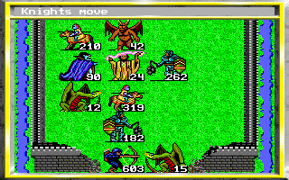 King's Bounty (DOS) screenshot: When the armies are similar in strength, choosing the right strategy will determine the outcome