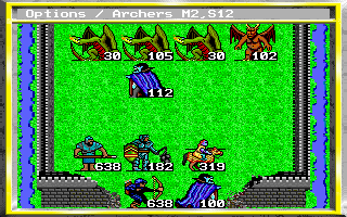 King's Bounty (DOS) screenshot: Castle of the final enemy is impossible to take on the first attack, so you'll have to return after softening his army before you flee