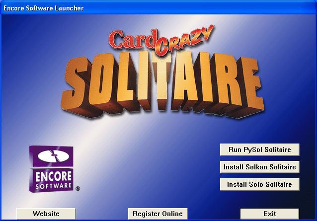 3 in 1 Gold Collection: Card Crazy Solitaire (Windows) screenshot: The CD auto loads and displays this screen. The games all install separately and can be run either from the Windows start menu or from this menu
