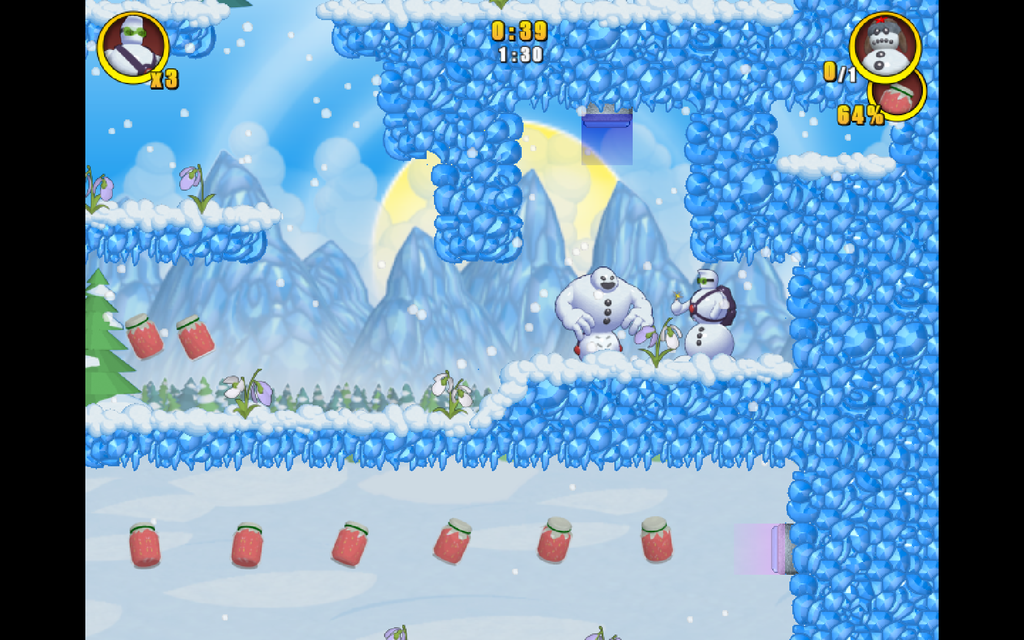 The Lost Snowmen: Special Edition (Windows) screenshot: To hit the blue light above the big snowman ...