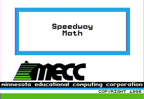 Speedway Math (Apple II) screenshot: Title Screen