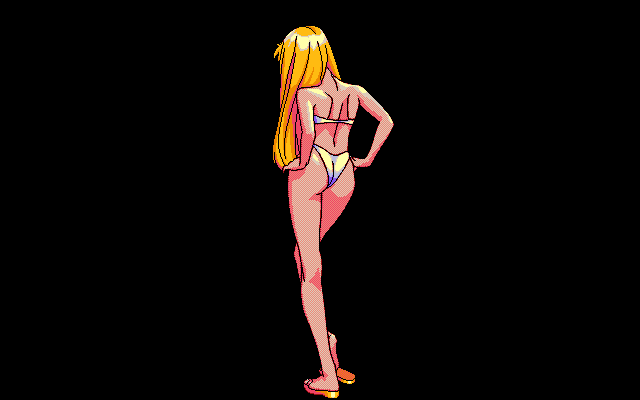2 Shot Diary (PC-98) screenshot: Oh wow, what a swimming suit!