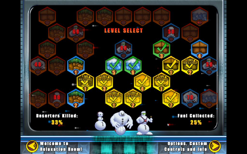 The Lost Snowmen: Special Edition (Windows) screenshot: The same screen after completing some levels.