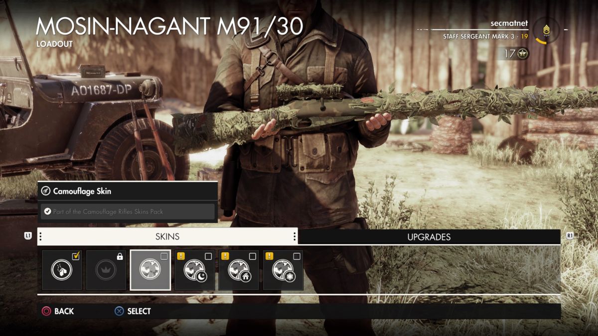 Sniper Elite 4: Italia - Camo Rifle Pack (PlayStation 4) screenshot: Mosin-Nagant M91/30 with camouflage skin