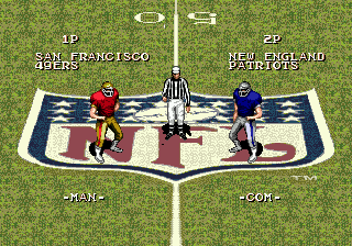 Tecmo Super Bowl II: Special Edition (Genesis) screenshot: Heads or tails?