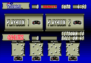 Tecmo Super Bowl II: Special Edition (Genesis) screenshot: Pause menu