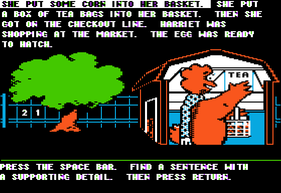 Case of the Missing Chick (Apple II) screenshot: Find Supporting Information