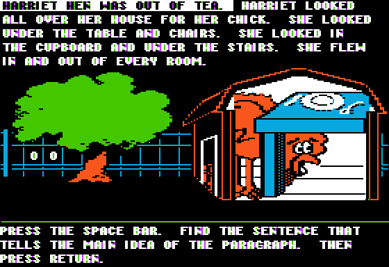 Case of the Missing Chick (Apple II) screenshot: Finding the Main Idea