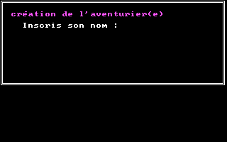 Karma (DOS) screenshot: Choosing name