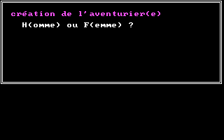 Karma (DOS) screenshot: Male or female