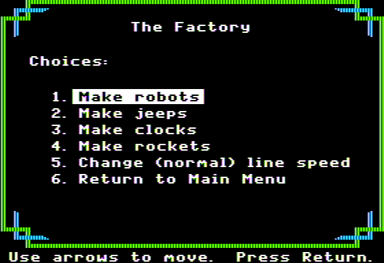 Fractions Concepts, Inc. (Apple II) screenshot: Factory Setup