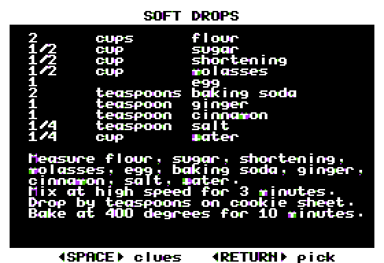 Bake & Taste (Apple II) screenshot: Looks Good