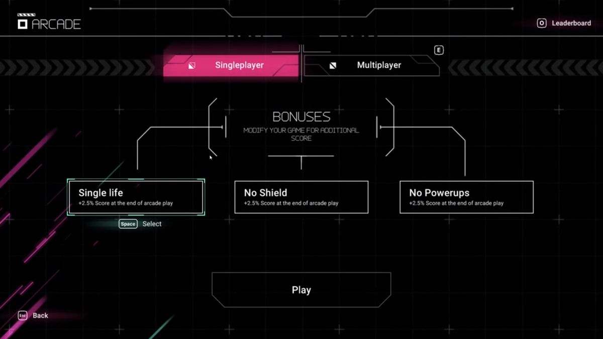 Gravitar: Recharged (Stadia) screenshot: Selecting a game mode.