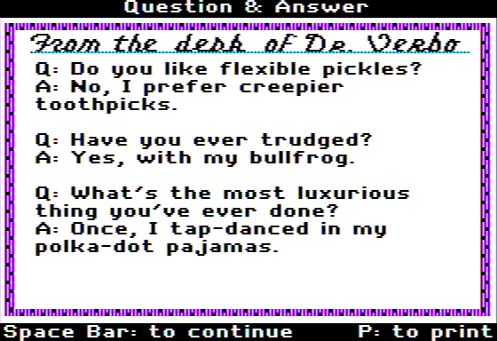 Grammar Madness (Apple II) screenshot: My Story